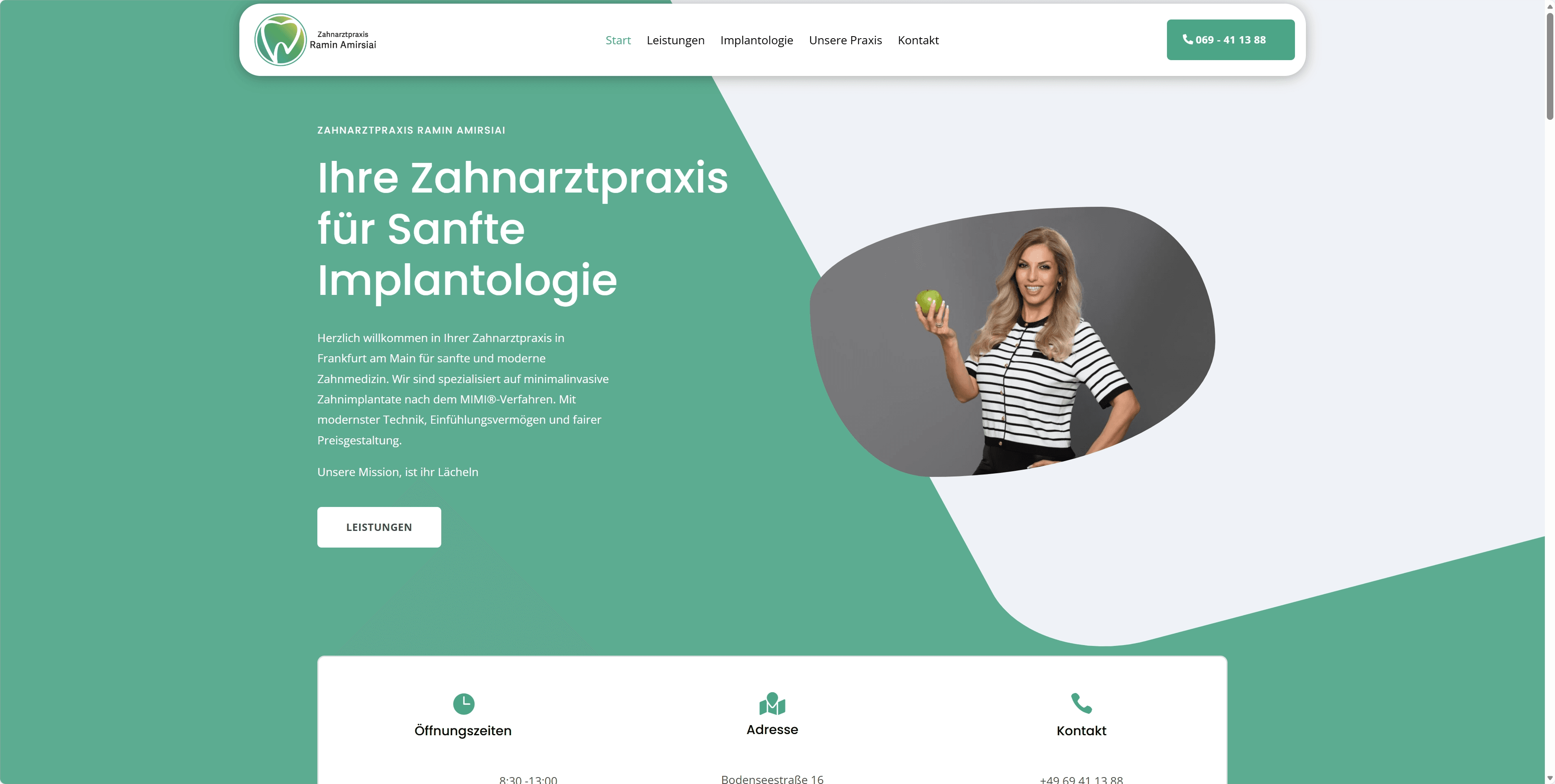 Screenshot – Zahnarztpraxis Amirsiai